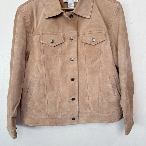 Lisa International Womens Medium Suede Tan  Button Jacket - Picture 5 of 15